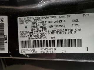 2023 Toyota Sequoia SR5 with VIN 7SVAAABA1PX011271, listed as a Copart auction lot 47360784 with 19,808 mi miles. Bid and sale history available at carsss.com. Image 14.
