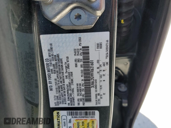 2015 Lincoln MKZ with VIN 3LN6L2G99FR621601, listed as a Copart auction lot 52729935 with 118,098 mi miles and Salvage title. Bid and sale history available at DreamBid. Image 12.