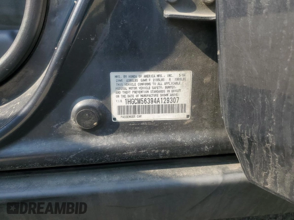 2004 Honda Accord LX z VIN 1HGCM56394A129307, wystawiony jako Copart lot #48381015 z przebiegiem 180 417 mil mil oraz Szkoda całkowita • Salvage title. Historia ofert i sprzedaży dostępna na DreamBid. Obrazek 12.