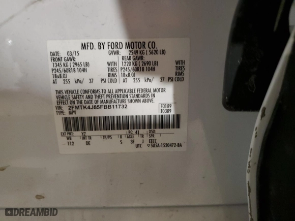 2015 Ford Edge SEL with VIN 2FMTK4J85FBB11732, listed as a Copart auction lot 47216995 with 108,963 mi miles and Salvage Title. Bid and sale history available at carsss.com. Image 13.