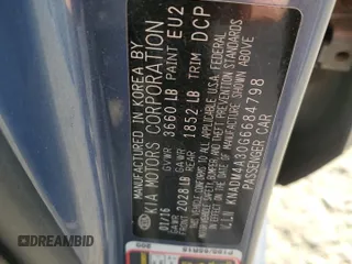 2016 Kia Rio LX with VIN KNADM4A30G6684798, listed as a Copart auction lot 54304005 with 49,719 mi miles and Salvage Title. Bid and sale history available at DreamBid. Image 12.
