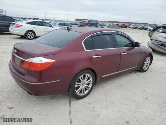 2010 Hyundai Genesis with VIN KMHGC4DF3AU101521, listed as a Copart auction lot 45555195 with 127,577 mi miles and Salvage Title. Bid and sale history available at carsss.com. Image 3.