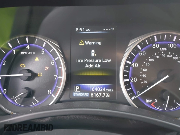 2017 Infiniti Q50 2.0t with VIN JN1CV7AP7HM641320, listed as a IAAI auction lot 41116062 with 164,024 mi miles. Bid and sale history available at carsss.com. Image 15.