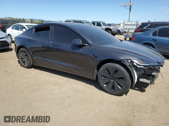 2025 Tesla Model 3 Long Range with VIN 5YJ3E1EA9SF910112, listed as a Copart auction lot 57993525 with 4,645 mi miles and Salvage title. Bid and sale history available at DreamBid. Image 4.