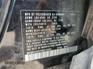 2016 Volkswagen Tiguan SE z VIN WVGBV7AX7GW516082, wystawiony jako Copart lot #59110585 z przebiegiem 65 912 mil mil oraz Czysty tytuł • Clean title. Historia ofert i sprzedaży dostępna na DreamBid. Obrazek 13.