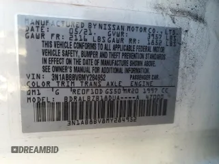 2021 Nissan Sentra S with VIN 3N1AB8BV8MY284952, listed as a Copart auction lot 52714715 with 36,038 mi miles and Non Repairable. Bid and sale history available at DreamBid. Image 12.