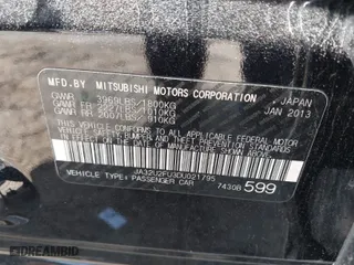 2013 Mitsubishi Lancer ES with VIN JA32U2FU3DU021795, listed as a IAAI auction lot 41921133 with 137,957 mi miles. Bid and sale history available at carsss.com. Image 9.
