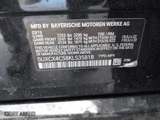 2019 BMW X7 xDrive50i with VIN 5UXCX4C58KLS35818, listed as a IAAI auction lot 41750098 with 69,661 mi miles. Bid and sale history available at carsss.com. Image 9.