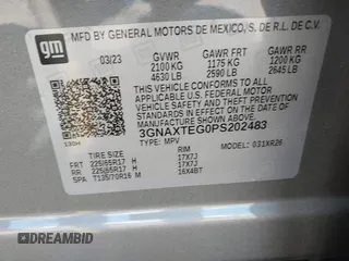 2023 Chevrolet Equinox LT with VIN 3GNAXTEG0PS202483, listed as a IAAI auction lot 42273650 with 21,430 mi miles and . Bid and sale history available at DreamBid. Image 9.