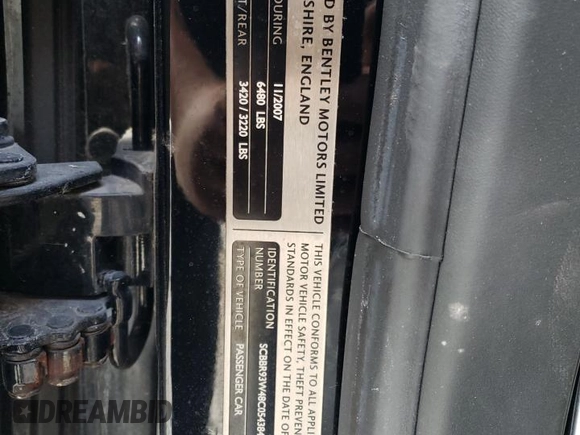 2008 Bentley Flying Spur with VIN SCBBR93W48C054384, listed as a Copart auction lot 79946844 with 43,759 mi miles and Salvage Title. Bid and sale history available at DreamBid. Image 12.