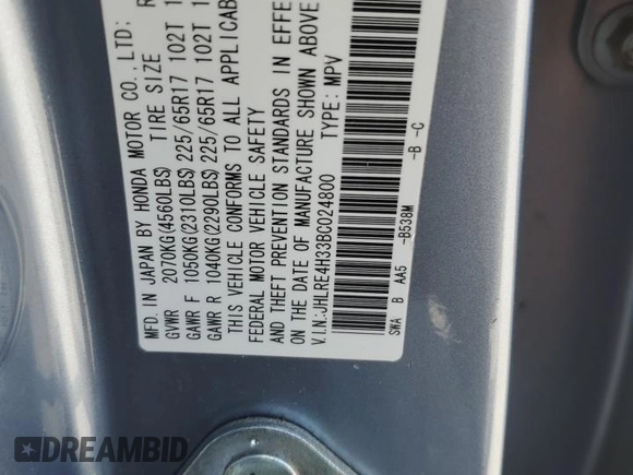 2011 Honda CR-V LX с VIN JHLRE4H33BC024800, выставлен на аукционе Copart как лот 60322575 с пробегом 162 269 миль миль и Списание • Salvage title. История ставок и продаж доступна на DreamBid. Изображение 13.