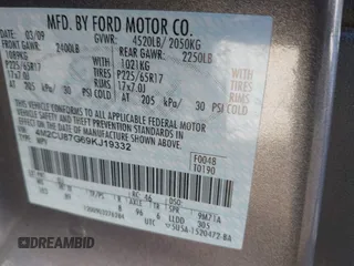 2009 Mercury Mariner Premier с VIN 4M2CU87G69KJ19332, выставлен на аукционе IAAI как лот 41011224 с пробегом 193 301 миль миль и . История ставок и продаж доступна на DreamBid. Изображение 9.