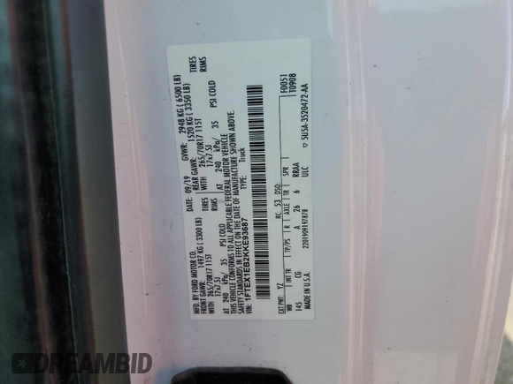 2019 Ford F-150 XL with VIN 1FTEX1EB2KKE93687, listed as a Copart auction lot 51227785 with 192,188 mi miles and Salvage Title. Bid and sale history available at carsss.com. Image 13.