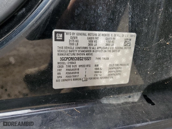 2014 Chevrolet Silverado 1500 LT with VIN 3GCPCREC6EG219321, listed as a Copart auction lot 46837315 with 186,403 mi miles and Salvage Title. Bid and sale history available at carsss.com. Image 13.