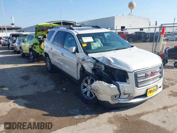 2014 GMC Acadia SLT with VIN 1GKKRRKDXEJ375452, listed as a IAAI auction lot 41652779 with 155,584 mi miles. Bid and sale history available at carsss.com. Image 1.