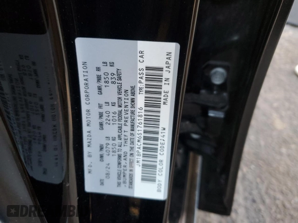 2025 Mazda 3 S Preferred with VIN JM1BPACM6S1761816, listed as a Copart auction lot 89371595 with 1,622 mi miles and Clean Title. Bid and sale history available at DreamBid. Image 12.