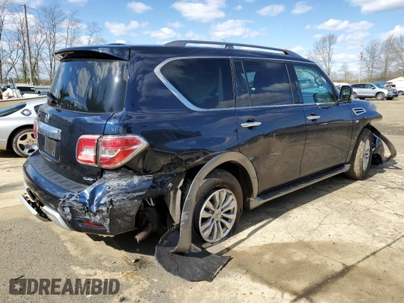 2017 Nissan Armada SV with VIN JN8AY2NC0H9503180, listed as a Copart auction lot 52064385 with Not Provided miles and Salvage Title. Bid and sale history available at DreamBid. Image 3.