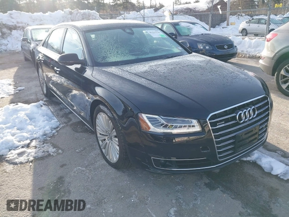 2015 Audi A8 L 4.0T with VIN WAU32AFD0FN035282, listed as a IAAI auction lot 41515136 with 76,518 mi miles. Bid and sale history available at carsss.com. Image 1.