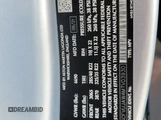 2021 Aston Martin DBX z VIN SCFVUJAW4MTV03930, wystawiony jako Copart lot #73946614 z przebiegiem Nie podano mil oraz Nie do naprawy. Historia ofert i sprzedaży dostępna na DreamBid. Obrazek 14.