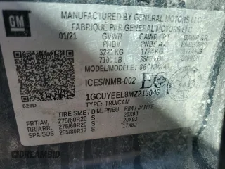 2021 Chevrolet Silverado 1500 RST with VIN 1GCUYEEL8MZ213046, listed as a Copart auction lot 46525415 with 59,671 mi miles and Salvage Title. Bid and sale history available at carsss.com. Image 12.