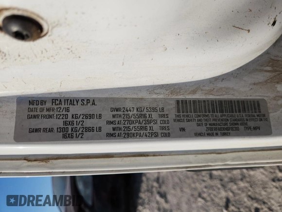 2017 Ram ProMaster City Cargo Tradesman with VIN ZFBERFABXH6F18310, listed as a Copart auction lot 60811265 with 41,930 mi miles and Salvage title. Bid and sale history available at DreamBid. Image 13.