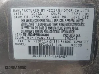 2017 Nissan Sentra SV with VIN 3N1AB7AP8HL646407, listed as a IAAI auction lot 42256055 with 101,968 mi miles and . Bid and sale history available at DreamBid. Image 9.