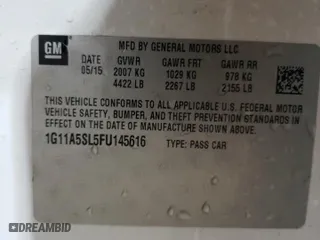 2015 Chevrolet Malibu LS with VIN 1G11A5SL5FU145616, listed as a Copart auction lot 52301135 with 165,372 mi miles and Salvage Title. Bid and sale history available at carsss.com. Image 12.