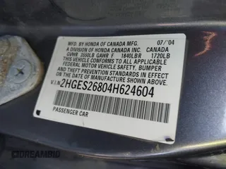 2004 Honda Civic EX with VIN 2HGES26804H624604, listed as a IAAI auction lot 41288262 with 294,964 mi miles. Bid and sale history available at carsss.com. Image 9.