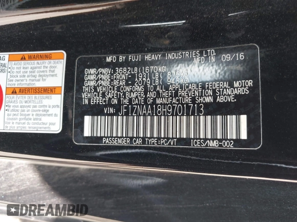 2017 Toyota 86 z VIN JF1ZNAA18H9701713, wystawiony jako IAAI lot #42285272 z przebiegiem 34 829 mil mil oraz . Historia ofert i sprzedaży dostępna na DreamBid. Obrazek 9.