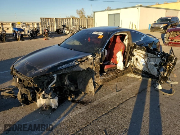 2017 Infiniti Q60 Red Sport 400 with VIN JN1FV7EL4HM701896, listed as a Copart auction lot 80770654 with 96,708 mi miles and Salvage Title. Bid and sale history available at carsss.com. Image 1.