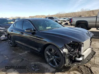 2023 Genesis G70 2.0T with VIN KMTG34TA5PU132838, listed as a Copart auction lot 85335444 with 5,970 mi miles and Salvage Title. Bid and sale history available at DreamBid. Image 4.
