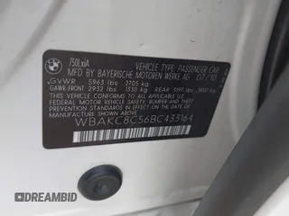 2011 BMW 7 Series 750Li xDrive with VIN WBAKC8C56BC433164, listed as a IAAI auction lot 42508021 with 130,143 mi miles and . Bid and sale history available at DreamBid. Image 9.