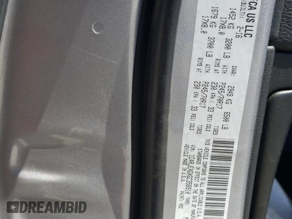 2016 Jeep Grand Cherokee Laredo with VIN 1C4RJEAGXGC358910, listed as a Copart auction lot 61499455 with 86,054 mi miles and Salvage title. Bid and sale history available at DreamBid. Image 12.
