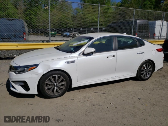 2019 Kia Optima LX z VIN 5XXGT4L30KG366223, wystawiony jako Copart lot #54241465 z przebiegiem 57 598 mil mil oraz Szkoda całkowita • Salvage title. Historia ofert i sprzedaży dostępna na DreamBid. Obrazek 1.