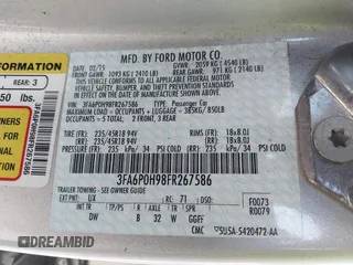 2015 Ford Fusion SE with VIN 3FA6P0H98FR267586, listed as a IAAI auction lot 41987958 with 136,919 mi miles. Bid and sale history available at carsss.com. Image 9.