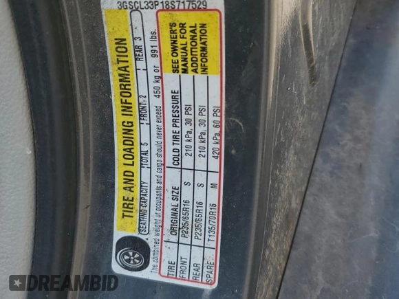2008 Saturn VUE XE z VIN 3GSCL33P18S717529, wystawiony jako Copart lot #59602805 z przebiegiem 223 064 mil mil oraz Szkoda całkowita • Salvage title. Historia ofert i sprzedaży dostępna na DreamBid. Obrazek 12.