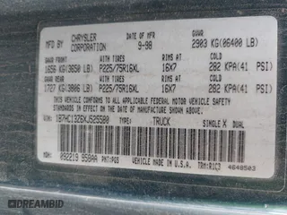 1999 Dodge Ram 1500 with VIN 1B7HC13Z6XJ525580, listed as a IAAI auction lot 41755940 with 417,640 mi miles. Bid and sale history available at carsss.com. Image 9.