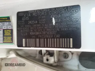 2015 Kia Optima LX z VIN KNAGM4A78F5616317, wystawiony jako Copart lot #58514075 z przebiegiem 123 657 mil mil oraz Szkoda całkowita • Salvage title. Historia ofert i sprzedaży dostępna na DreamBid. Obrazek 12.