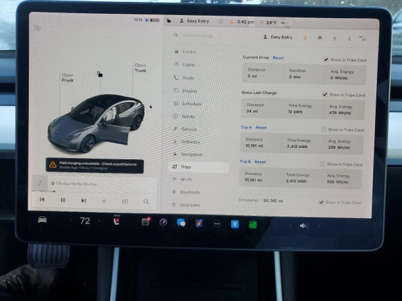2020 Tesla Model 3 Long Range with VIN 5YJ3E1EB1LF639489, listed as a Copart auction lot 88852525 with 50,745 mi miles and Salvage Title. Bid and sale history available at carsss.com. Image 9.