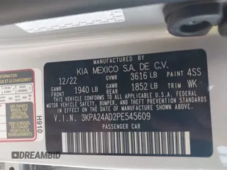 2023 Kia Rio S z VIN 3KPA24AD2PE545609, wystawiony jako IAAI lot #41993823 z przebiegiem 12 186 mil mil oraz . Historia ofert i sprzedaży dostępna na DreamBid. Obrazek 9.