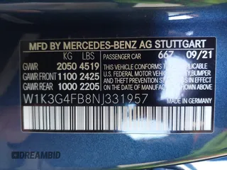 2022 Mercedes-Benz A 220 with VIN W1K3G4FB8NJ331957, listed as a IAAI auction lot 42135448 with 25,934 mi miles and . Bid and sale history available at DreamBid. Image 9.