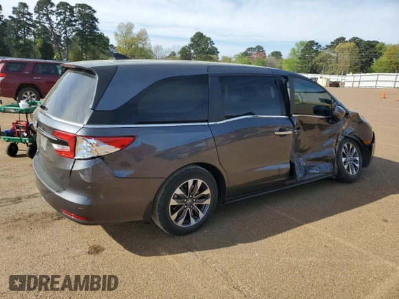 2024 Honda Odyssey EX-L with VIN 5FNRL6H6XRB016148, listed as a Copart auction lot 50639375 with 27,113 mi miles and Salvage Title. Bid and sale history available at DreamBid. Image 3.