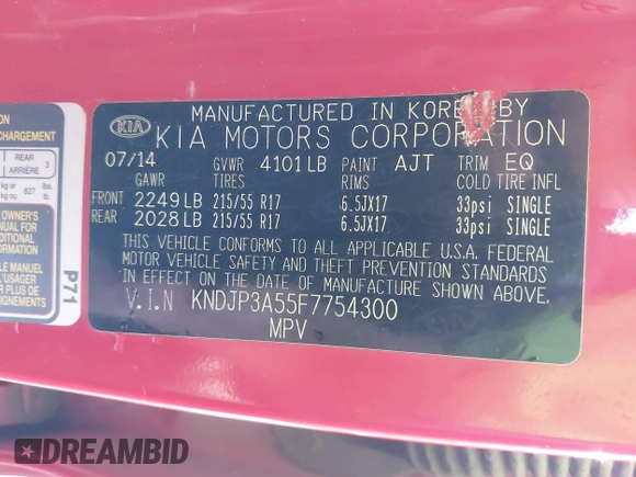 2015 Kia Soul + with VIN KNDJP3A55F7754300, listed as a IAAI auction lot 42082055 with 118,406 mi miles. Bid and sale history available at carsss.com. Image 9.