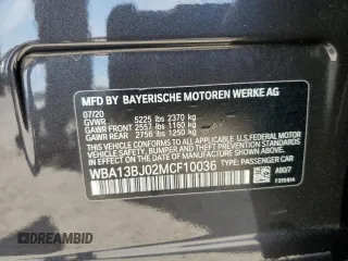 2021 BMW 5 Series 530i xDrive with VIN WBA13BJ02MCF10036, listed as a Copart auction lot 46455725 with Not Provided miles and Salvage Title. Bid and sale history available at carsss.com. Image 15.
