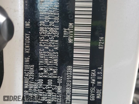 2014 Toyota Venza XLE z VIN 4T3BK3BB3EU103399, wystawiony jako Copart lot #57135545 z przebiegiem Nie podano mil oraz Szkoda całkowita • Salvage title. Historia ofert i sprzedaży dostępna na DreamBid. Obrazek 14.