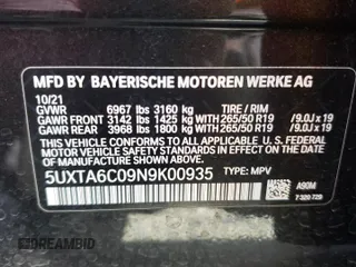 2022 BMW X5 xDrive45e with VIN 5UXTA6C09N9K00935, listed as a Copart auction lot 41513833 with Not Provided miles. Bid and sale history available at carsss.com. Image 12.