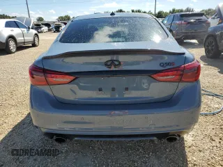 2021 Infiniti Q50 Red Sport 400 with VIN JN1FV7DP2MM850371, listed as a Copart auction lot 73762964 with 49,874 mi miles and Salvage Title. Bid and sale history available at DreamBid. Image 6.