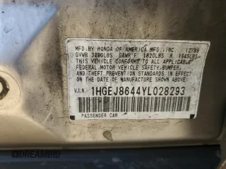 2000 Honda Civic EX with VIN 1HGEJ8644YL028293, listed as a Copart auction lot 47086695 with 278,884 mi miles and Salvage Title. Bid and sale history available at carsss.com. Image 15.