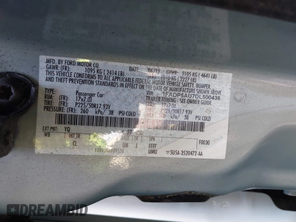 2013 Ford C-Max SE z VIN 1FADP5AU7DL500436, wystawiony jako IAAI lot #42270861 z przebiegiem 105 301 mil mil oraz . Historia ofert i sprzedaży dostępna na DreamBid. Obrazek 9.