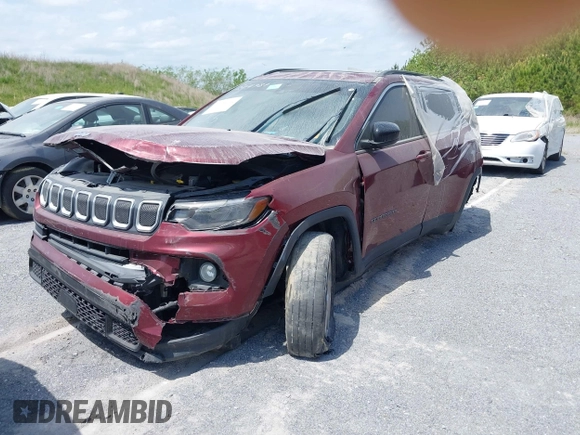 2022 Jeep Compass Latitude with VIN 3C4NJCBB4NT109459, listed as a IAAI auction lot 40406104 with 62,471 mi miles and . Bid and sale history available at DreamBid. Image 2.